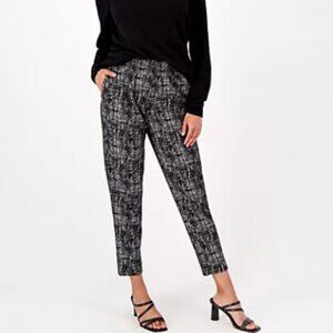 Jason Wu Plaid Knit Pull-On Ankle Pants Size Small Black White Casual Boho